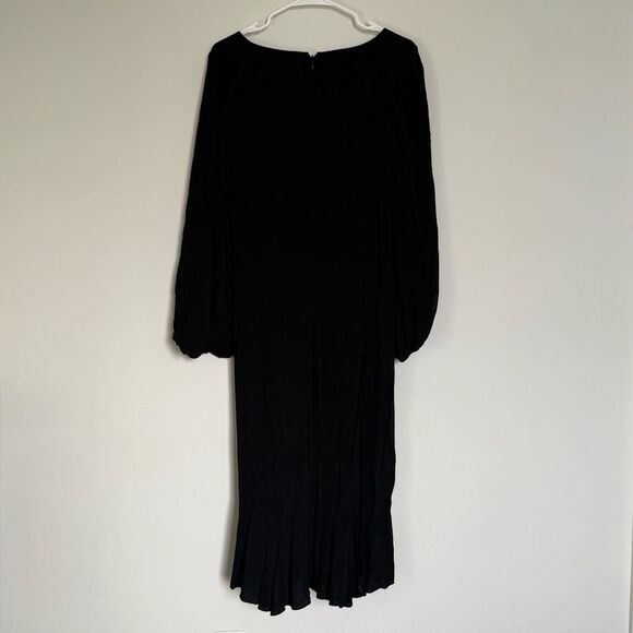 STAUD Lara Balloon Sleeve Midi Dress Black Size 8 - Picture 8 of 12